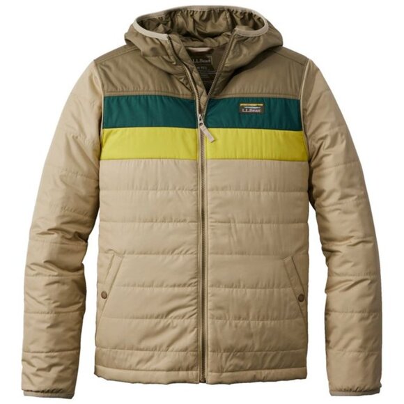 LL Bean Mountain Classic Hooded Puffer Jacket Colorblock Mens Sz: Large NWT - Picture 1 of 9